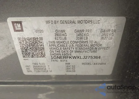 2020 Chevrolet Traverse Fwd Ls from USA, damaged, VIN 1GNERFKWXLJ275364